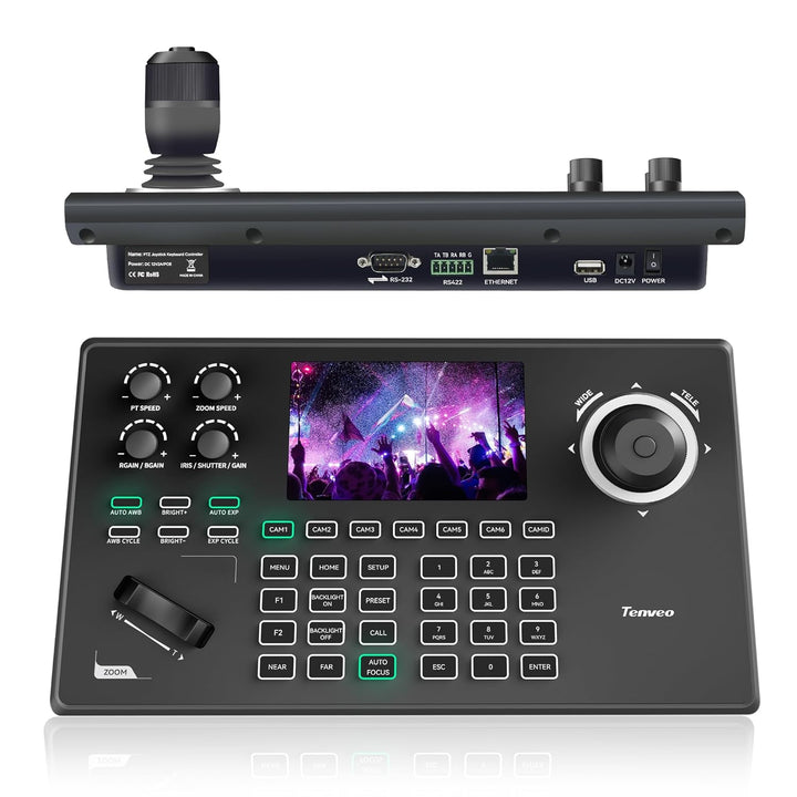 Tenveo NDI PTZ Camera Controller, 5'' LCD Screen Preview, 4...
