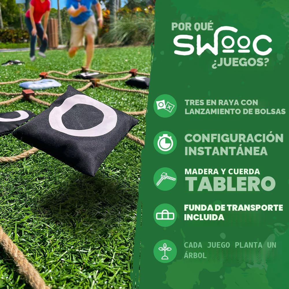 Swooc Games® - Juego de Tic Tac Toe Gigante para Exterior (Tod Weather) | 3 pies x 3 pies | Montaje instantáneo, sin necesidad de ensamblaje | Juegos gigantes al aire libre para adultos y familia | Juguetes para exterior | Diversión en césped y jardín
