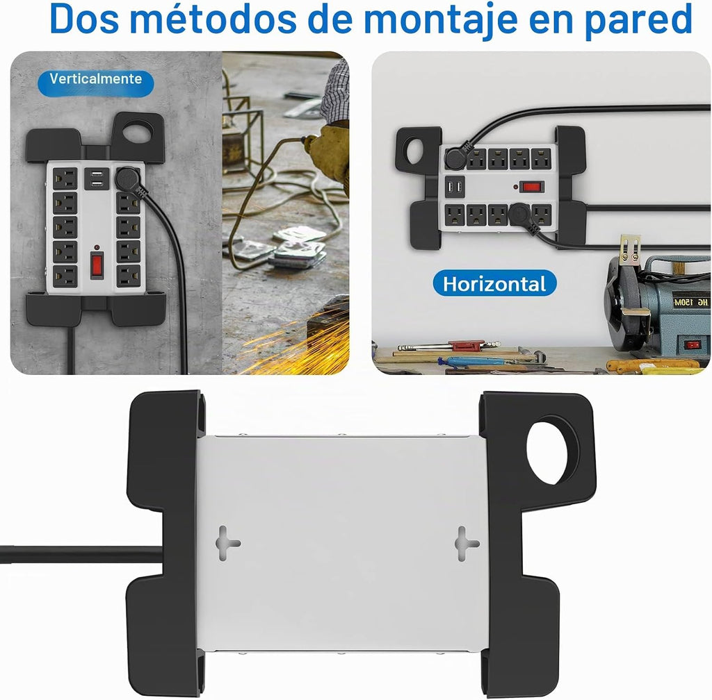 CCCEI Regleta de alimentación resistente con puertos USB, 10 tomacorrientes