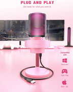 Micrófono de transmisión FIFINE USB para juegos, micrófono de condensador de escritorio para PC, para video y uso en casa, YouTube, con control RGB, perilla de ganancia, conector de auriculares 3.5 mm, montaje antivibración, para computadora/PS5-AmpliGame