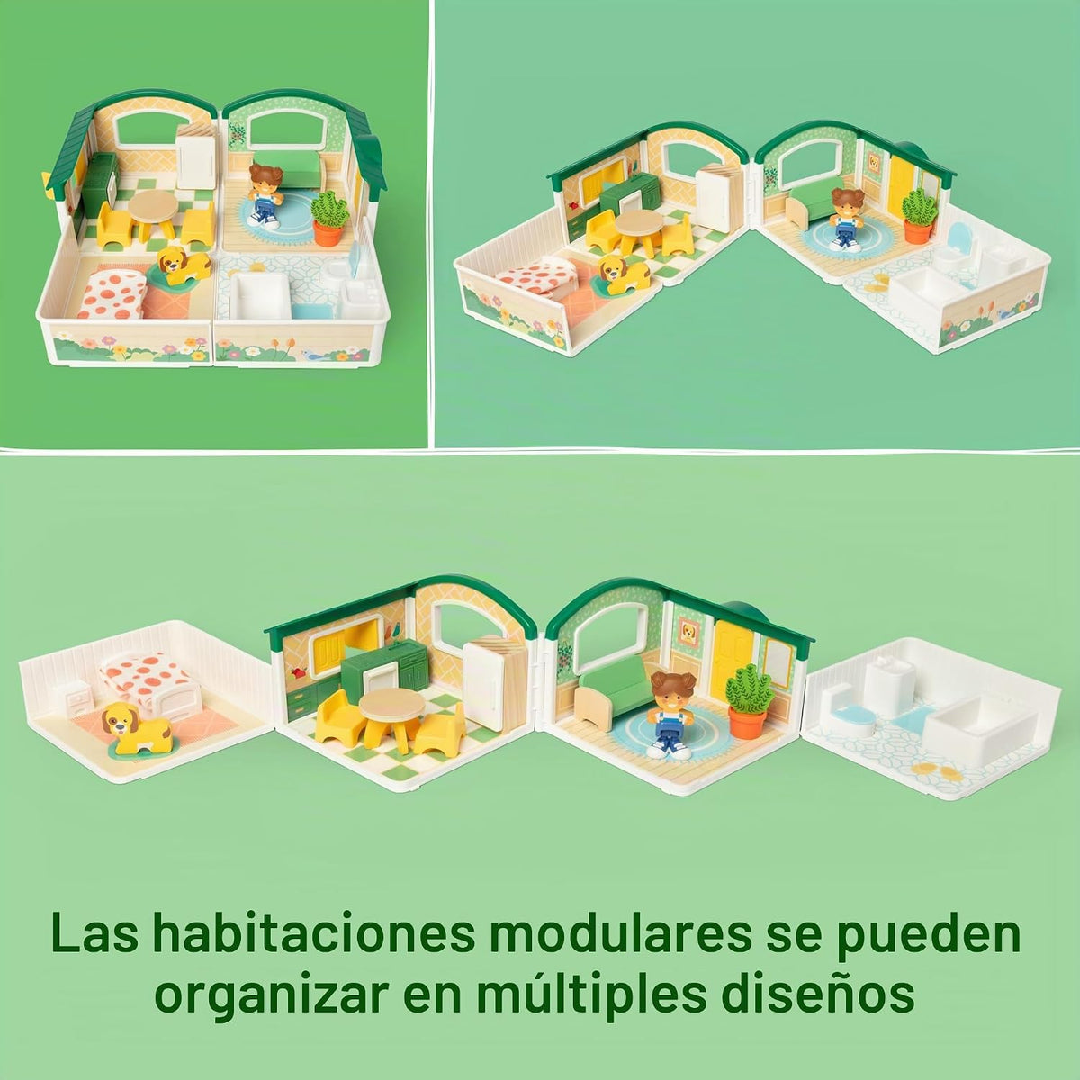 Melissa & Doug Cheery Lane - Casa de juegos modular y figuras, juego de
