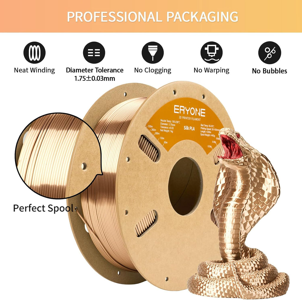ERYONE Filamento PLA de seda para impresora 3D de 0.07 in +\/- 0.00...