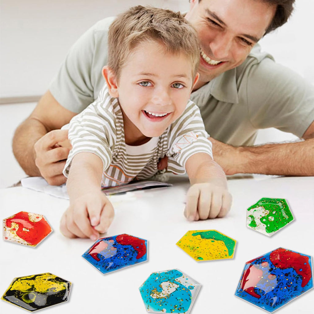 Art3d Hexágono sensorial Fidget Multicolor Liquid Motion Tiles, paquete de
