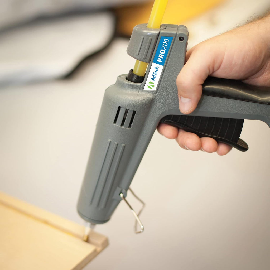 Pistola de pegamento termofusible AdTech de tamaño completo de alta potencia industrial – Pistola de pegamento termofusible de grado profesional para carpintería, reparaciones y remodelación, gris