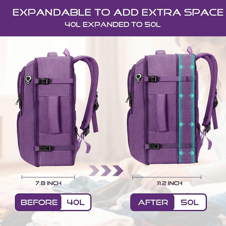 Fxcelets - Mochila de viaje para mujer, mochila de transporte expan...