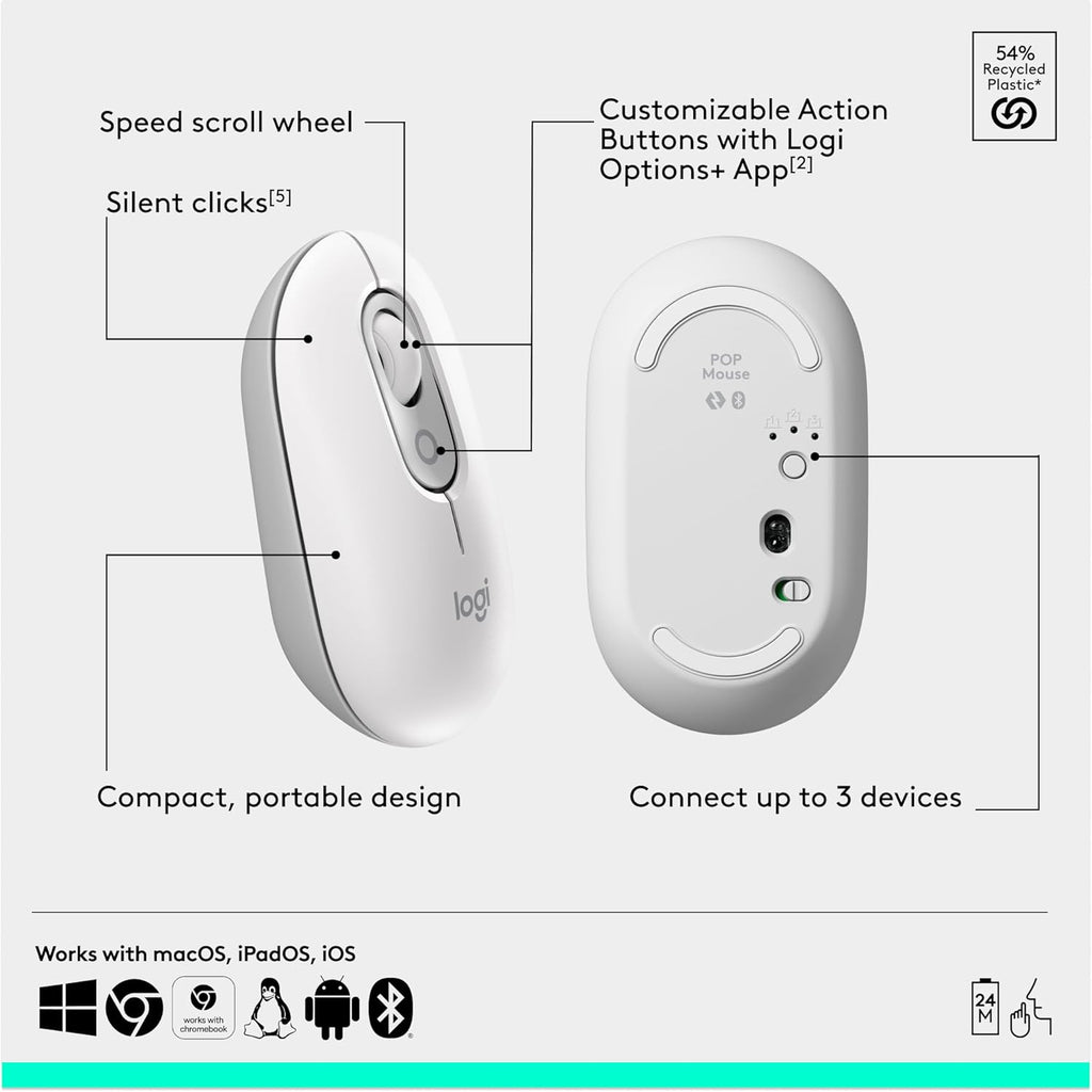 Combo Logitech POP ICON, Combo de Teclado y Mouse Bluetooth, Escrit...