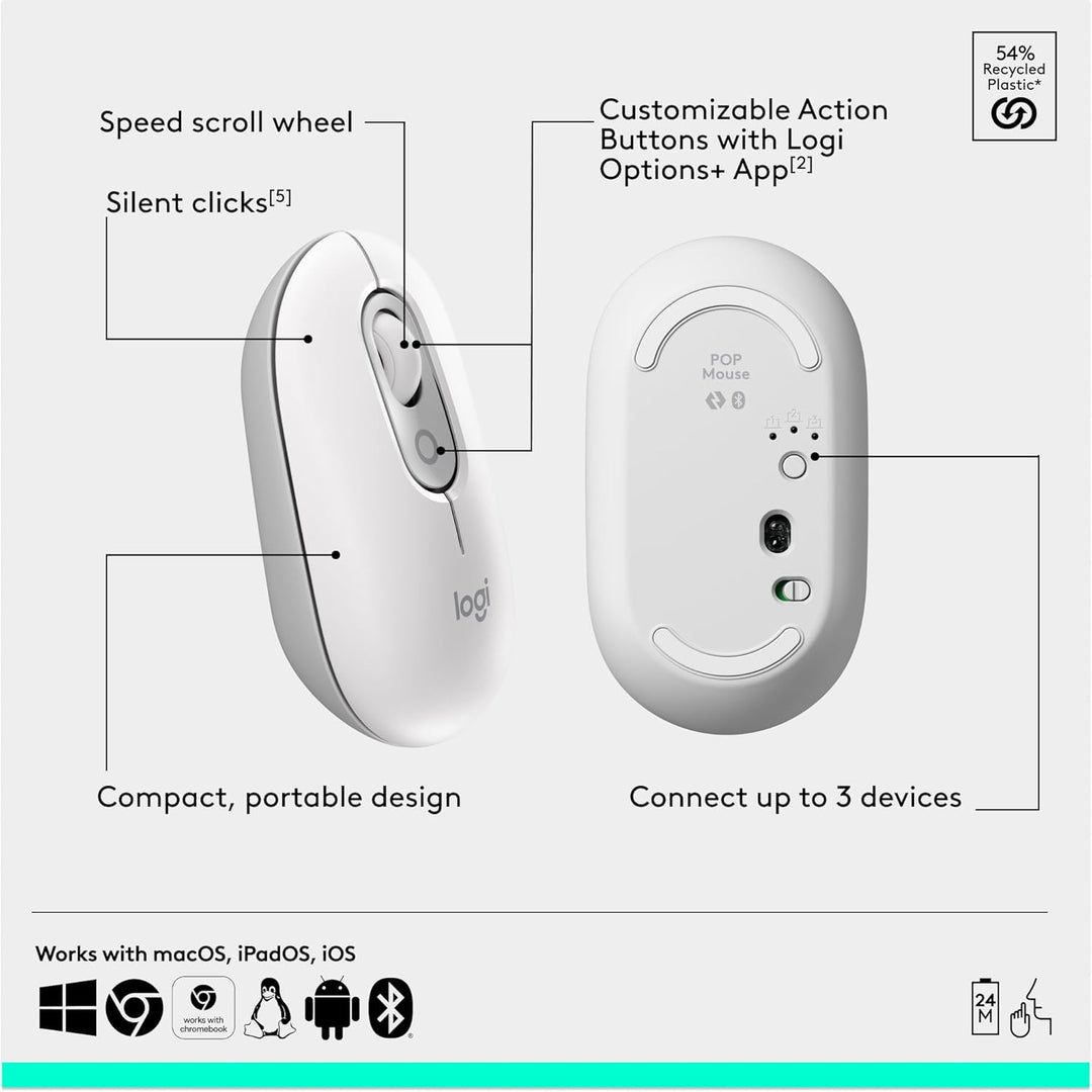 Combo Logitech POP ICON, Combo de Teclado y Mouse Bluetooth, Escrit...