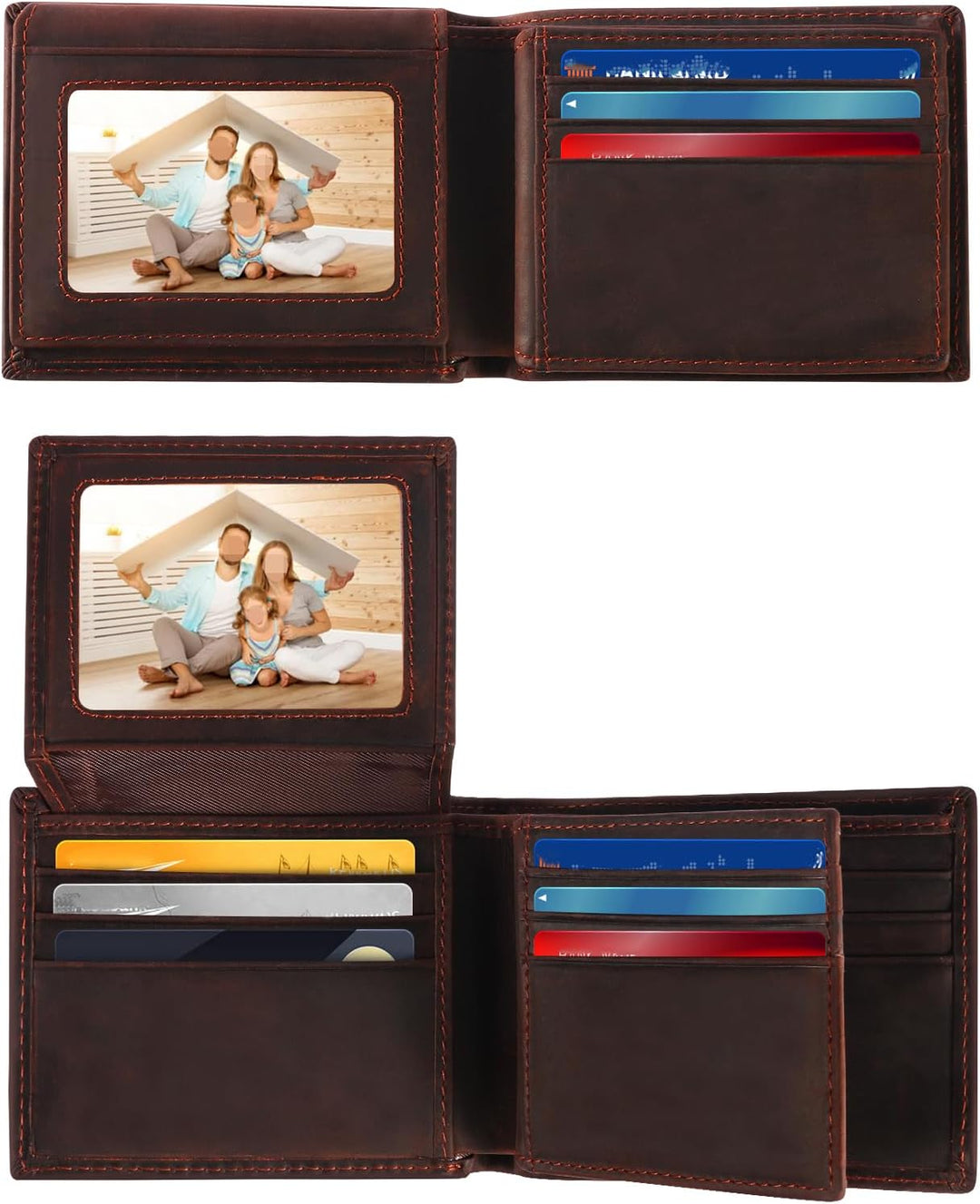 Billetera de cuero plegable para hombre, de gran capacidad, bloqueo...