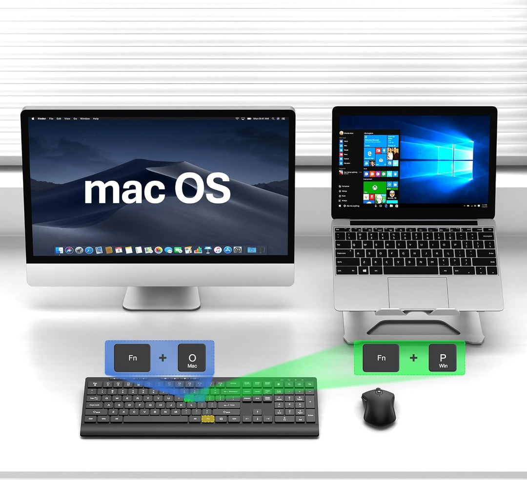 Combo de teclado y mouse inalámbricos, teclado de computadora silen...