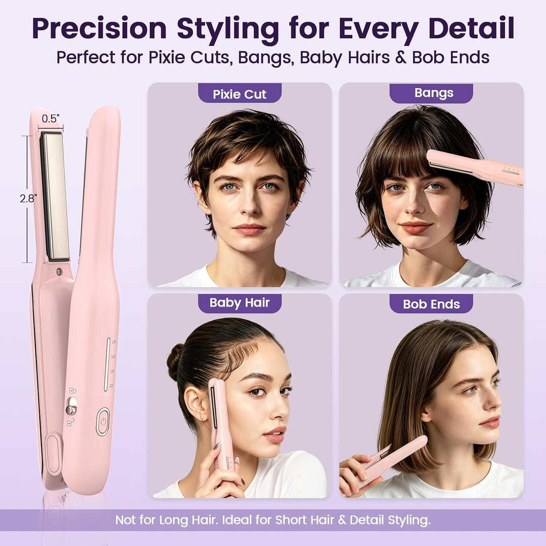 Youbella Plancha plana inalámbrica para cabello corto, mini alisado...