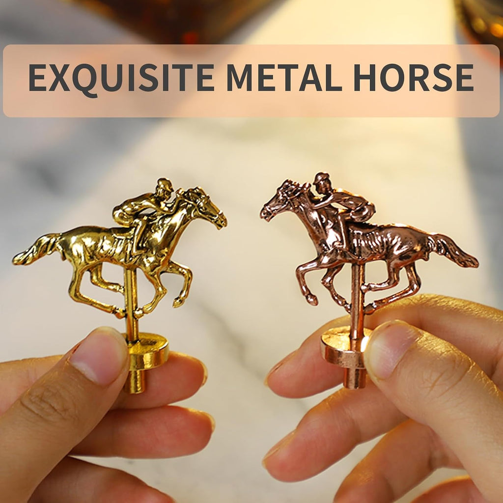 HOROW Juego de mesa de carreras de caballos de metal, juego de mesa Finish Line, edición de lujo, tablero de carreras de madera maciza, 11 lotes de caballos modelo de metal, 2 juegos de dados y 2 cajas de cartas..