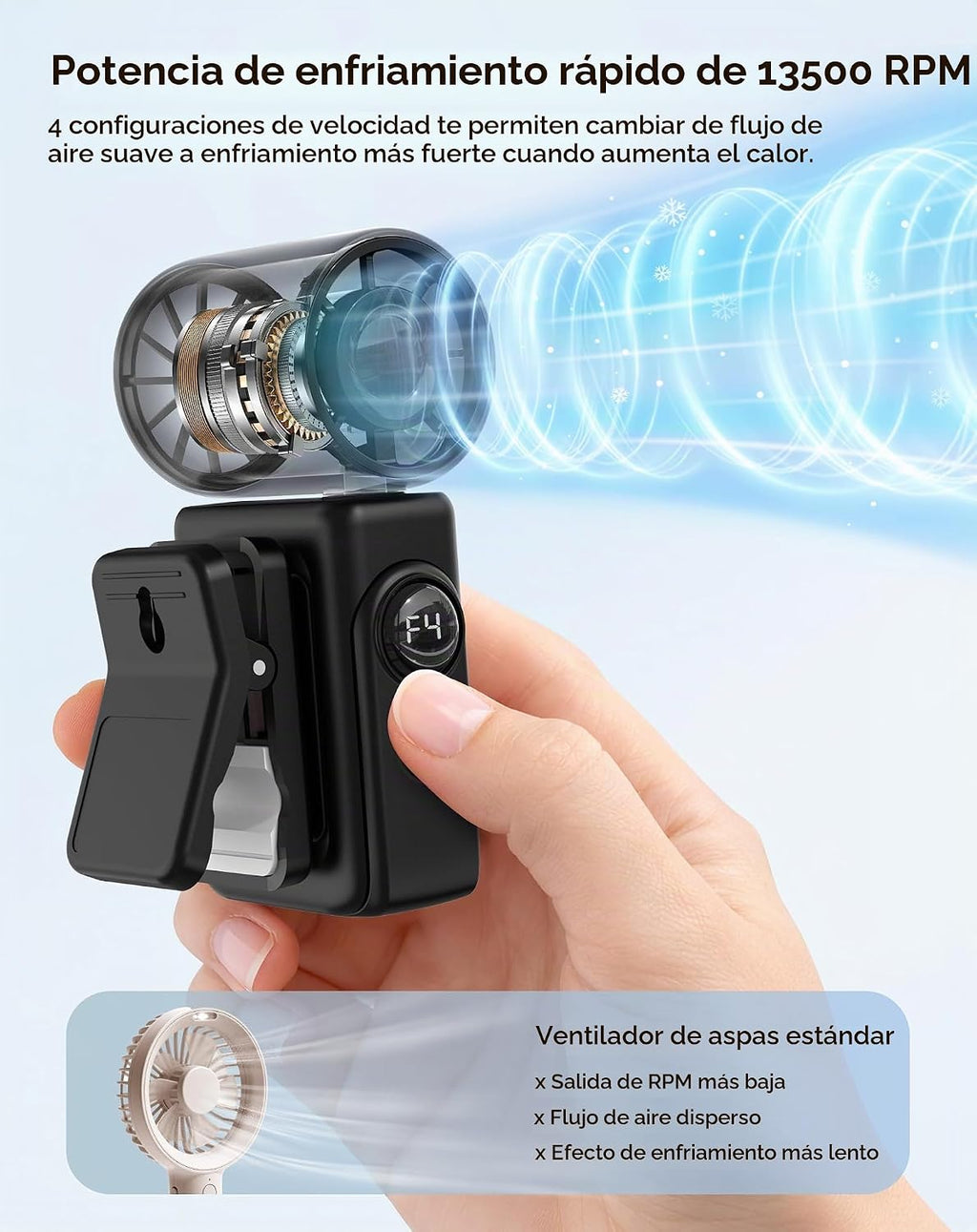 Hotsales Ventilador portátil con clip, mini ventilador de mano reca...