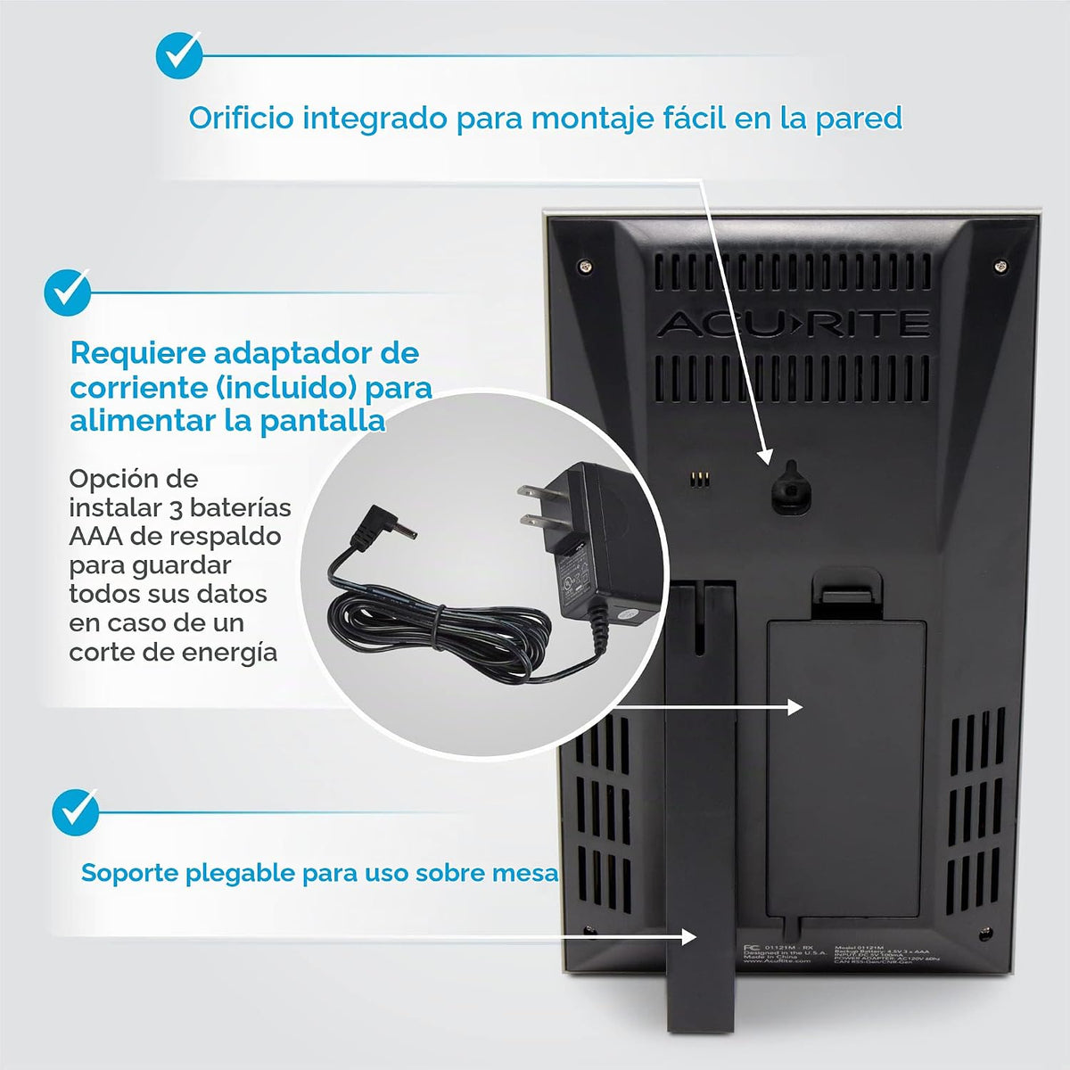 AcuRite Pronosticador digital vertical del tiempo con temperatura interior
