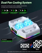 Soporte de refrigeración y estación de carga para Xbox Series S con tira de luz RGB, color blanco