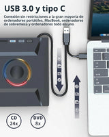 ASHDOL Unidad externa de CD DVD 7 en 1, lector de discos USB 3.0 y...