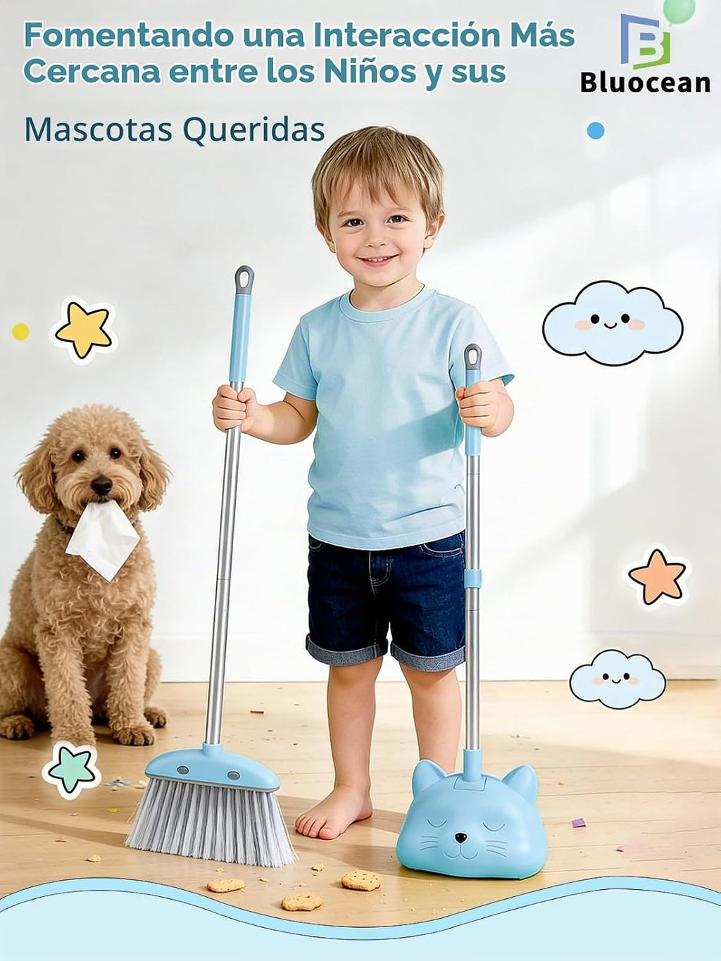 Juego de mini escoba para niños de 28 pulgadas con recogedor y trapeador, juguete de limpieza para niños pequeños, ayudante del hogar para niños, herramienta de limpieza interactiva para padres e