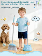 Juego de mini escoba para niños de 28 pulgadas con recogedor y trapeador, juguete de limpieza para niños pequeños, ayudante del hogar para niños, herramienta de limpieza interactiva para padres e