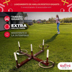 Swooc Juegos - Juego rústico de lanzamiento de anillos (todo tipo de clima) - Fácil configuración y juegos adicionales incluidos - Juego de lanzamiento de anillos para adultos - Actividades al aire