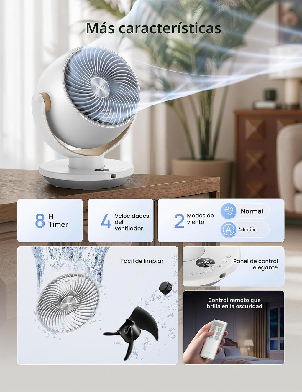 Dreo Ventilador para dormitorio, ventiladores circuladores de aire...