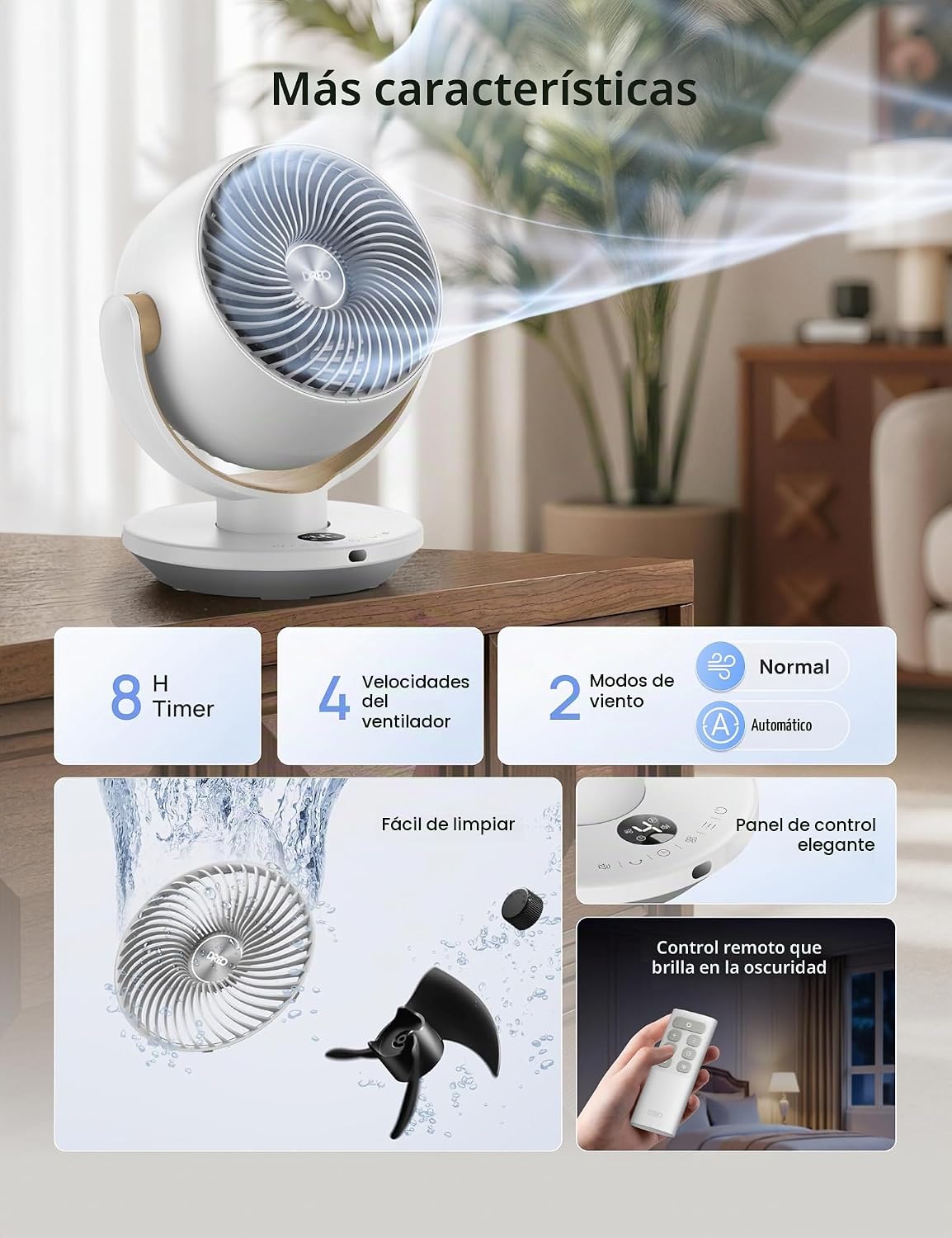 Dreo Ventilador para dormitorio, ventiladores circuladores de aire...