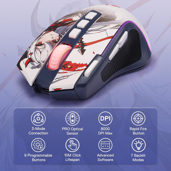 Redragon M612AK PRO RGB Anime Mouse para Juegos, ratón óptico con c...