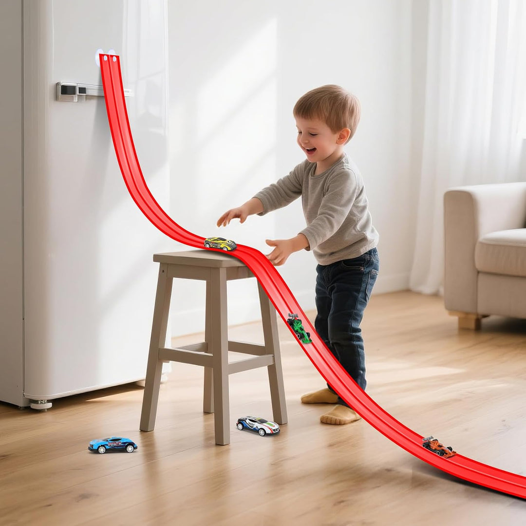 KETIEE Flex Tracks de 16 pies para niños: pista de rampa flexible c...