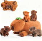 Capybara - Peluche con 4 bebés en la barriga, lindo animal de peluche