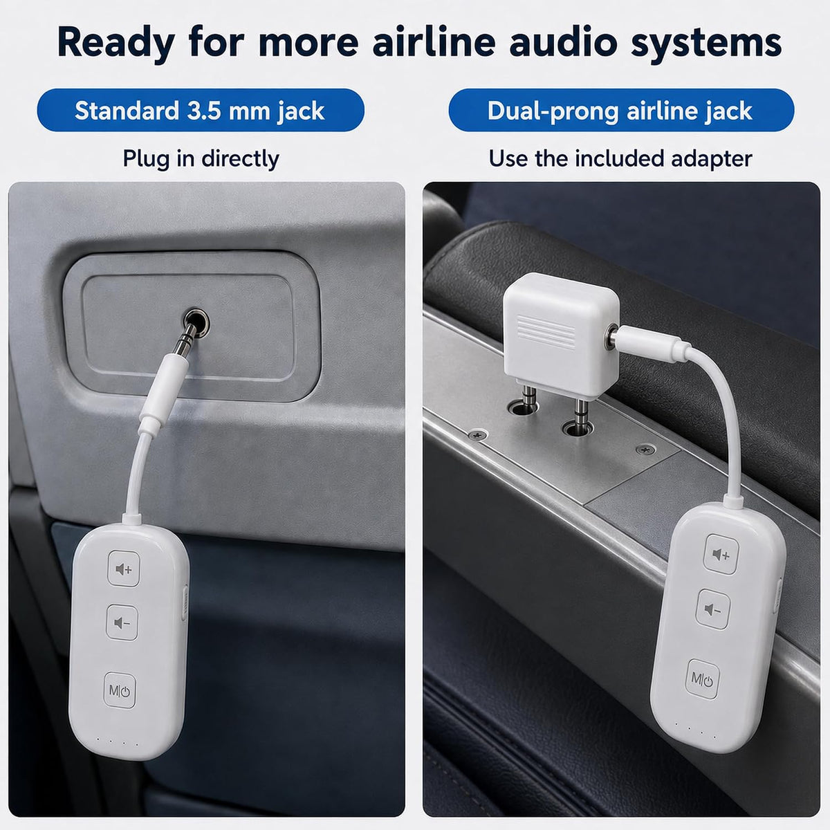 Transmisor Bluetooth Pro 2, adaptador auxiliar de viaje en avión, audio dual para 2 AirPods/auriculares, hasta 25 horas de reproducción, compatible con AirPods 1/2/3/4
