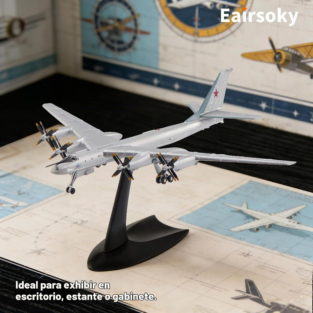 1:200 Escala Tu-95 Bear Bombardero estratégico Modelo de aeronave de fundición a presión Militar Aviones de largo alcance Modelos de aleación para colección o regalo Interchage
