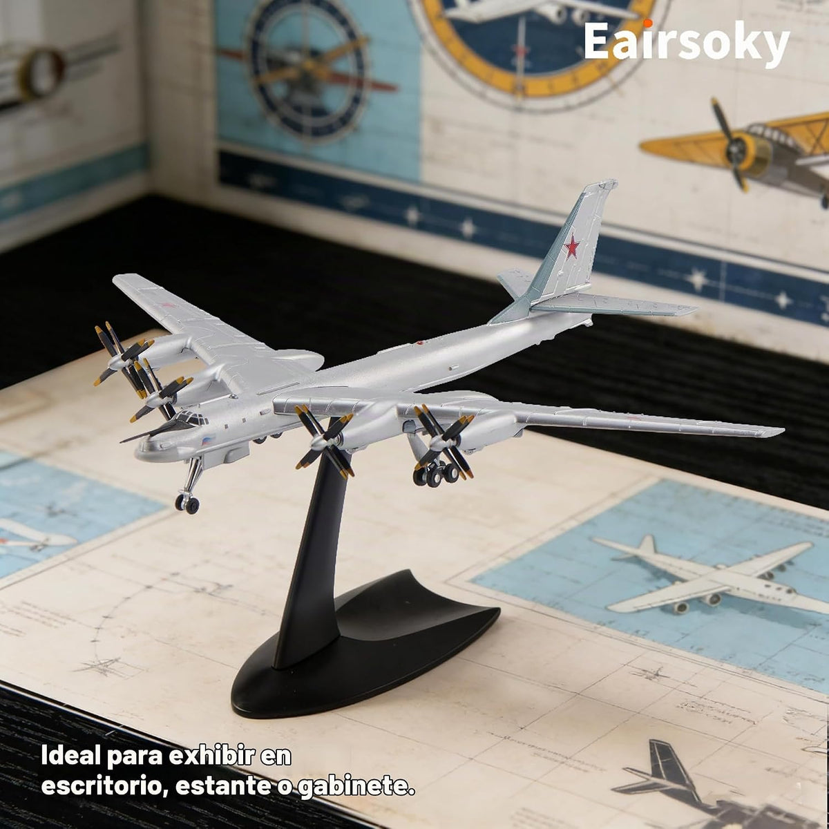 1:200 Escala Tu-95 Bear Bombardero estratégico Modelo de aeronave de fundición a presión Militar Aviones de largo alcance Modelos de aleación para colección o regalo Interchage