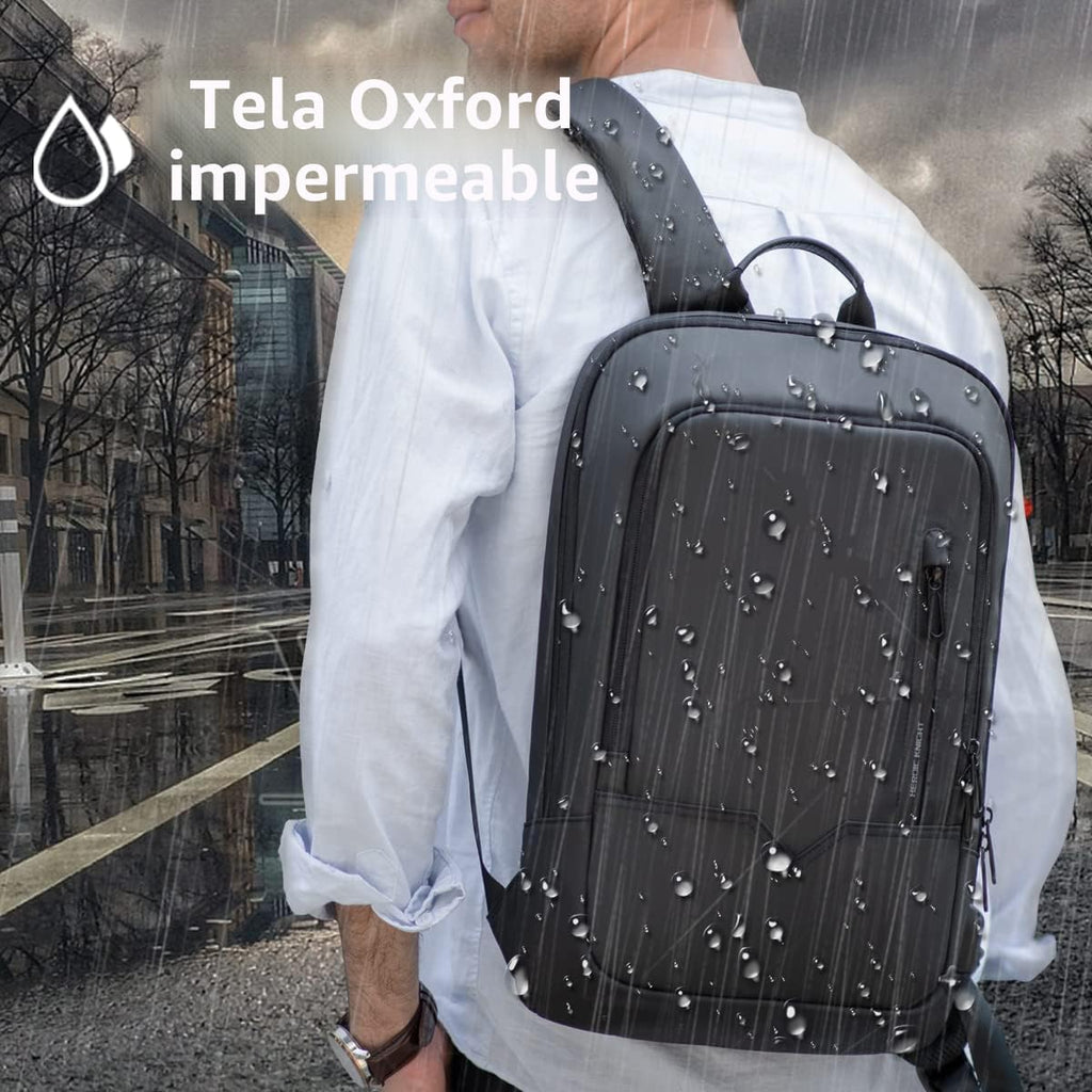 HK - Mochila para hombre, bolsa delgada para computadora portátil de 15,6