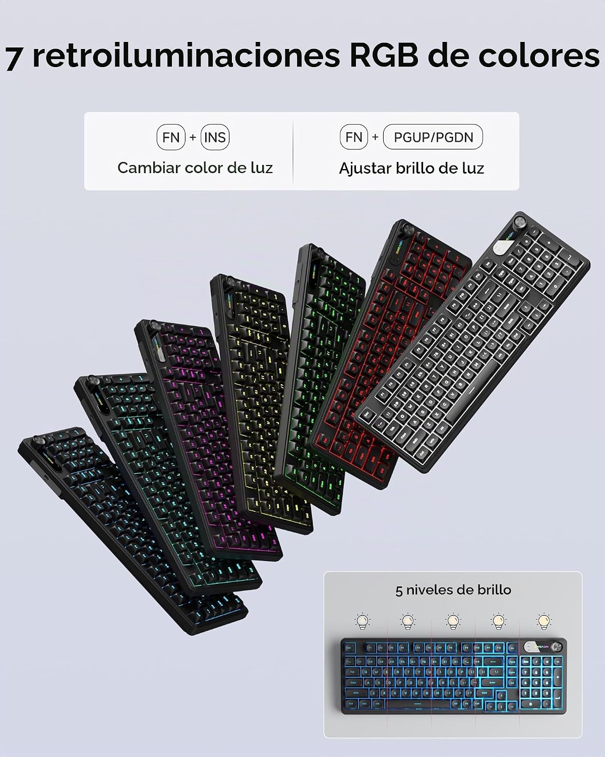 EWEADN Combo de teclado y mouse con cable con reposamuñecas desmont...