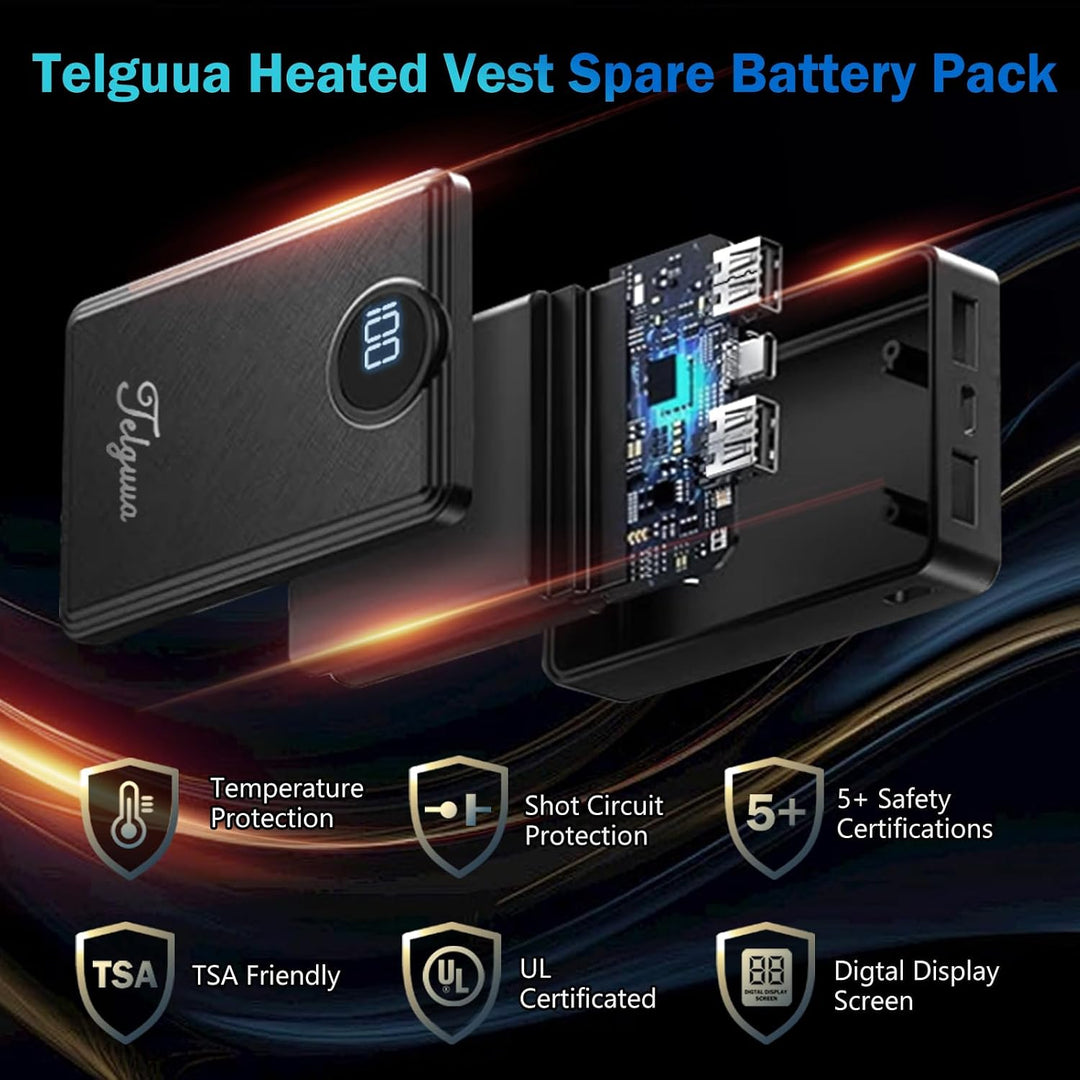 Telguua Paquete de batería de chaleco térmico de 12000 mAh, batería...
