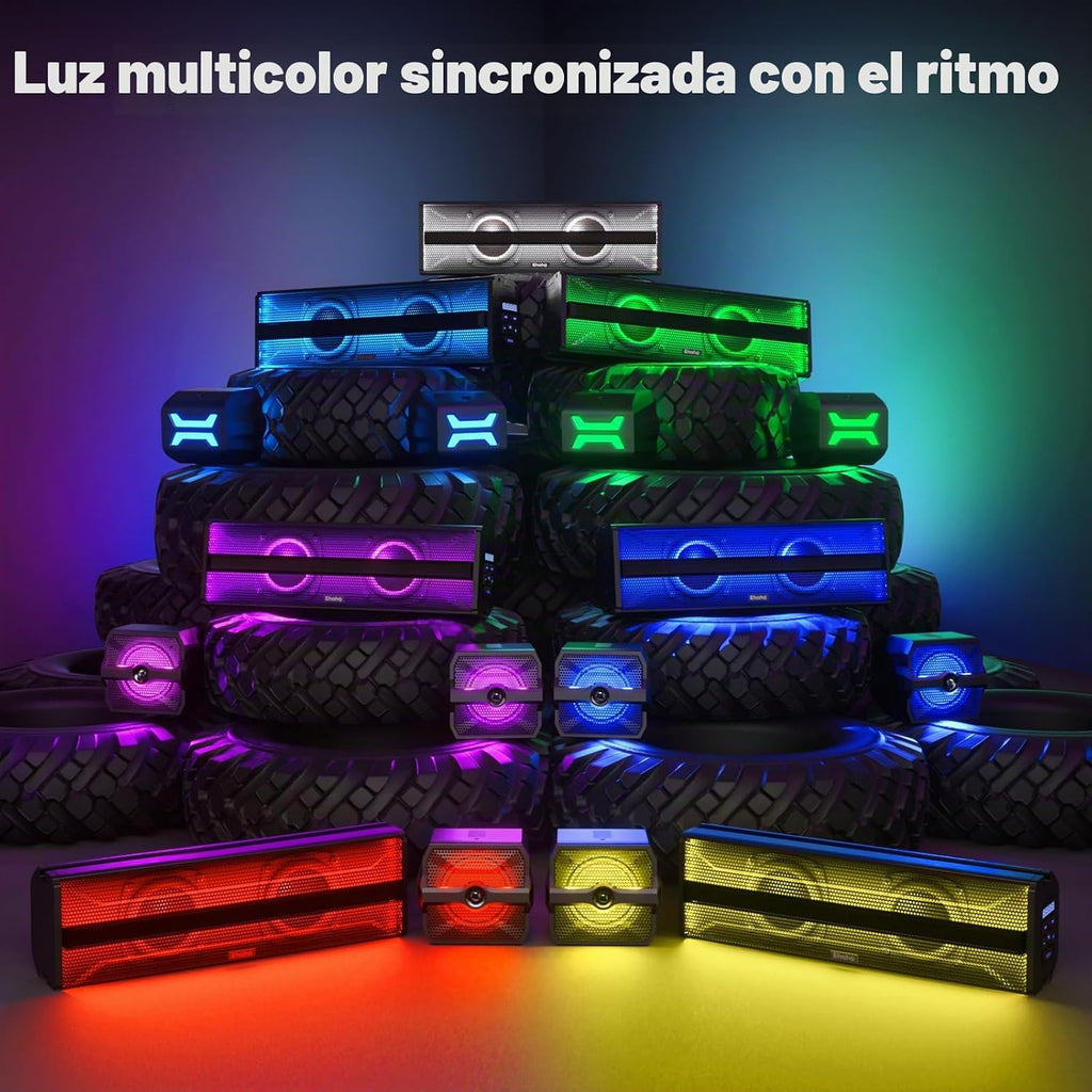 Ehaho Barra de sonido estéreo UTV de 2.1 canales (subwoofer) y altavoces, barra de sonido Bluetooth ATV de 16.9 pulgadas con luces RGB, altavoces impermeables para carrito de golf, barra de sonido