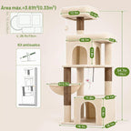 Globlazer Cat Tree Tower 2 Condo Kitten Scratching Post, F54, Beige