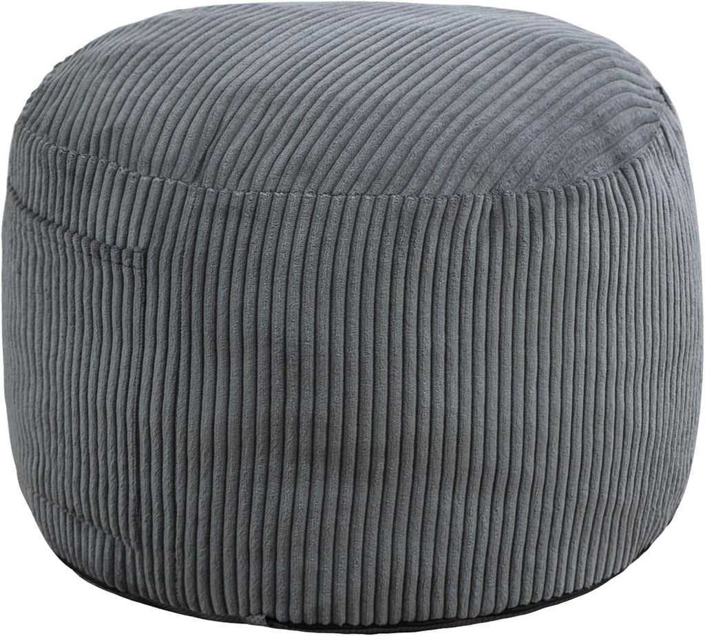 Puf otomano redondo de relleno (gris, 26 pulgadas de profundidad x