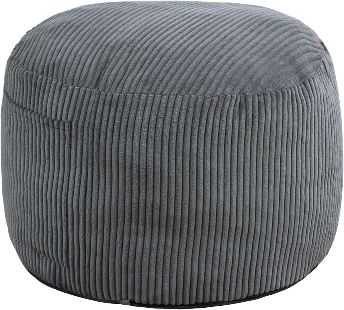 Puf otomano redondo de relleno (gris, 26 pulgadas de profundidad x