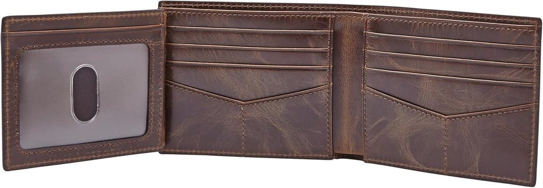 Cartera Fossil para hombre, de piel, plegable, con bloqueo RFID y v...