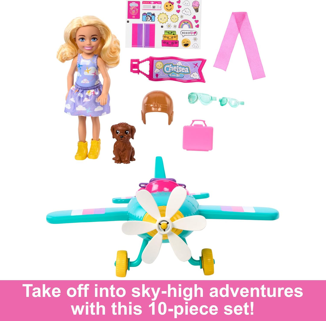 Barbie Chelsea Can Be muñeca y juego de avión, avión de 2 plazas co...