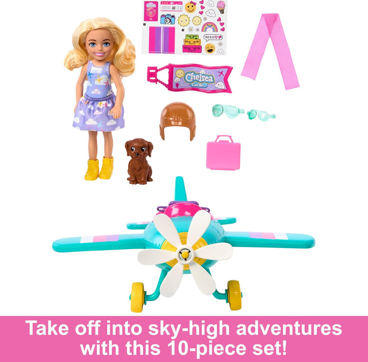 Barbie Chelsea Can Be muñeca y juego de avión, avión de 2 plazas co...