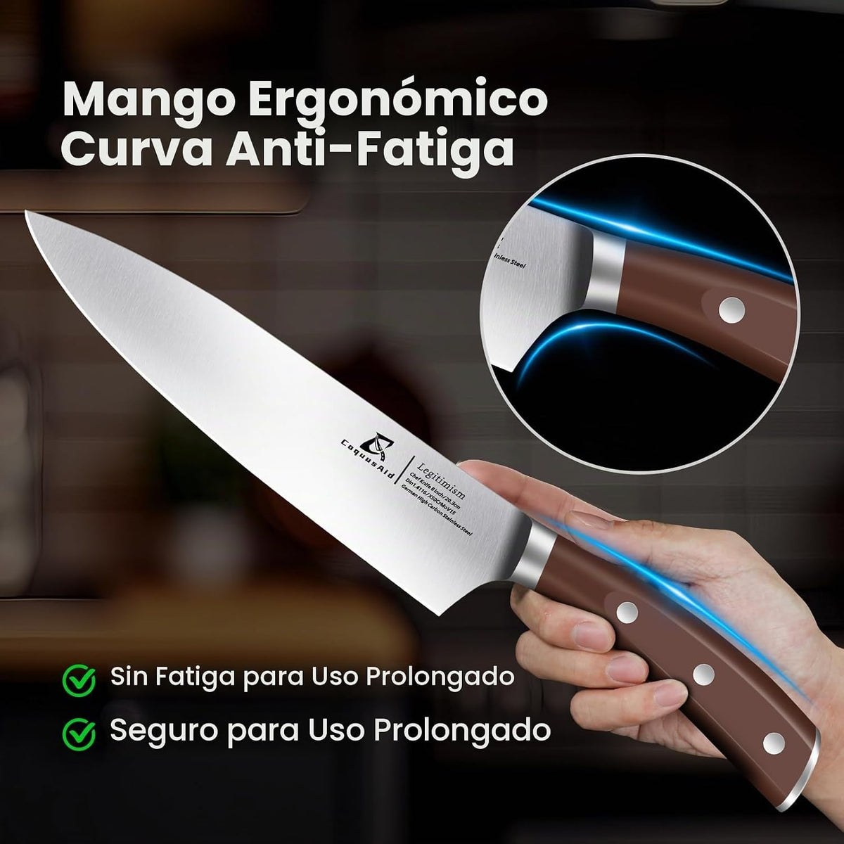 Juego de 15 cuchillos de cocina con bloque de madera de caucho, Nueva mejora