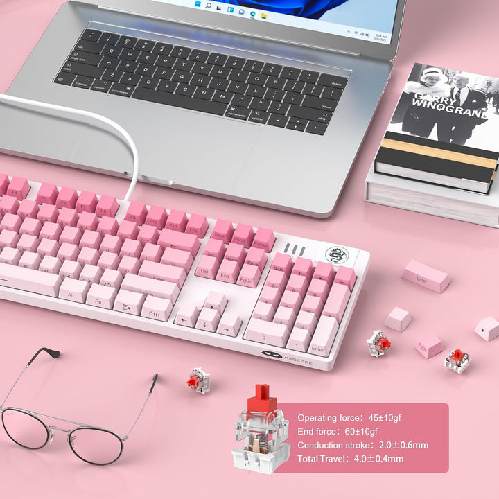 MageGee Teclados Gaming USB Rosa Con Cable