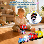 Juguetes Montessori para niños pequeños de 1 a 3 años, 4 en 1, autos magnéticos apilables, anidación y gateo, juguetes para bebés, autos de policía con música y luz, regalos de automóvil, juguetes