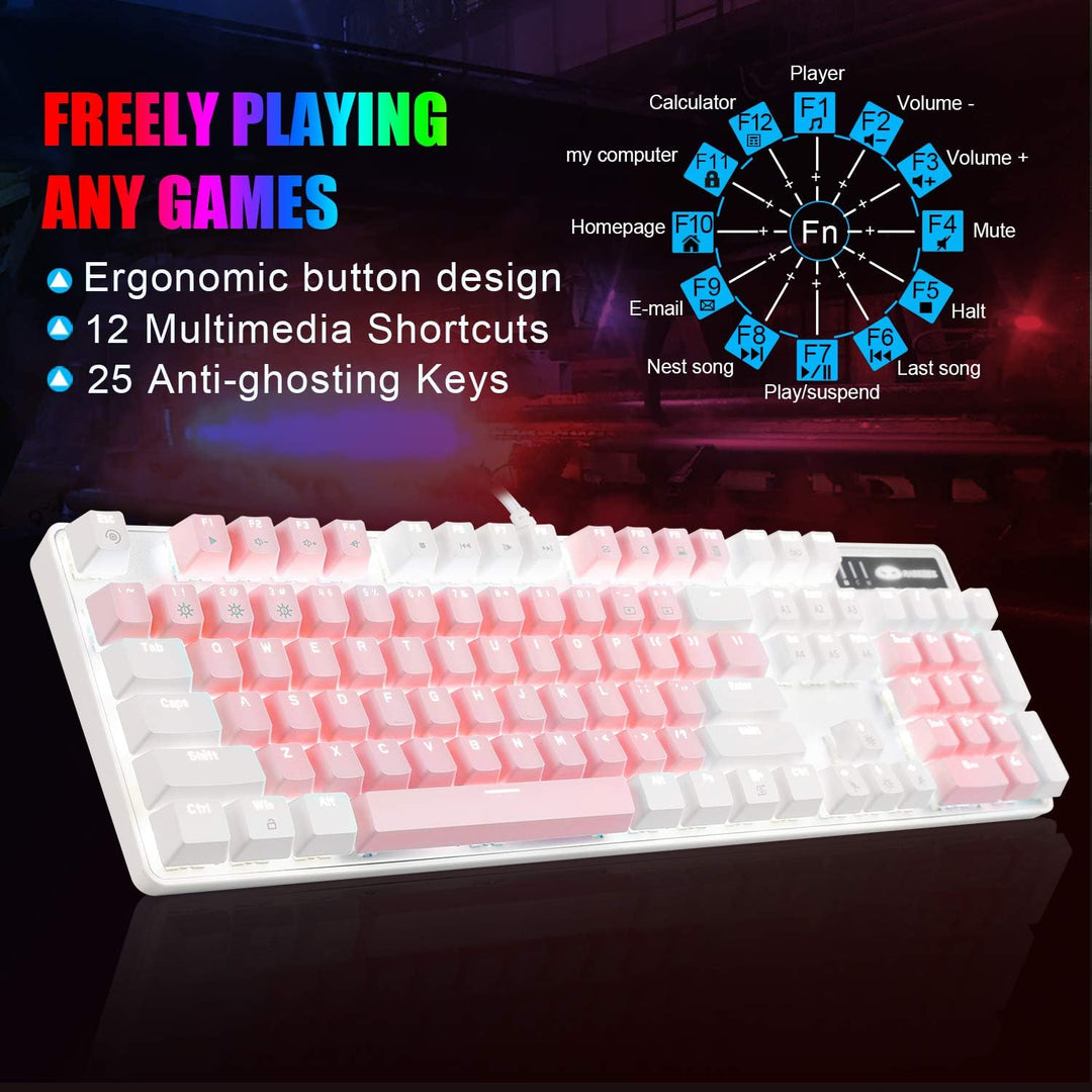 MageGee Teclado mecánico para juegos, nuevo teclado mejorado con in...