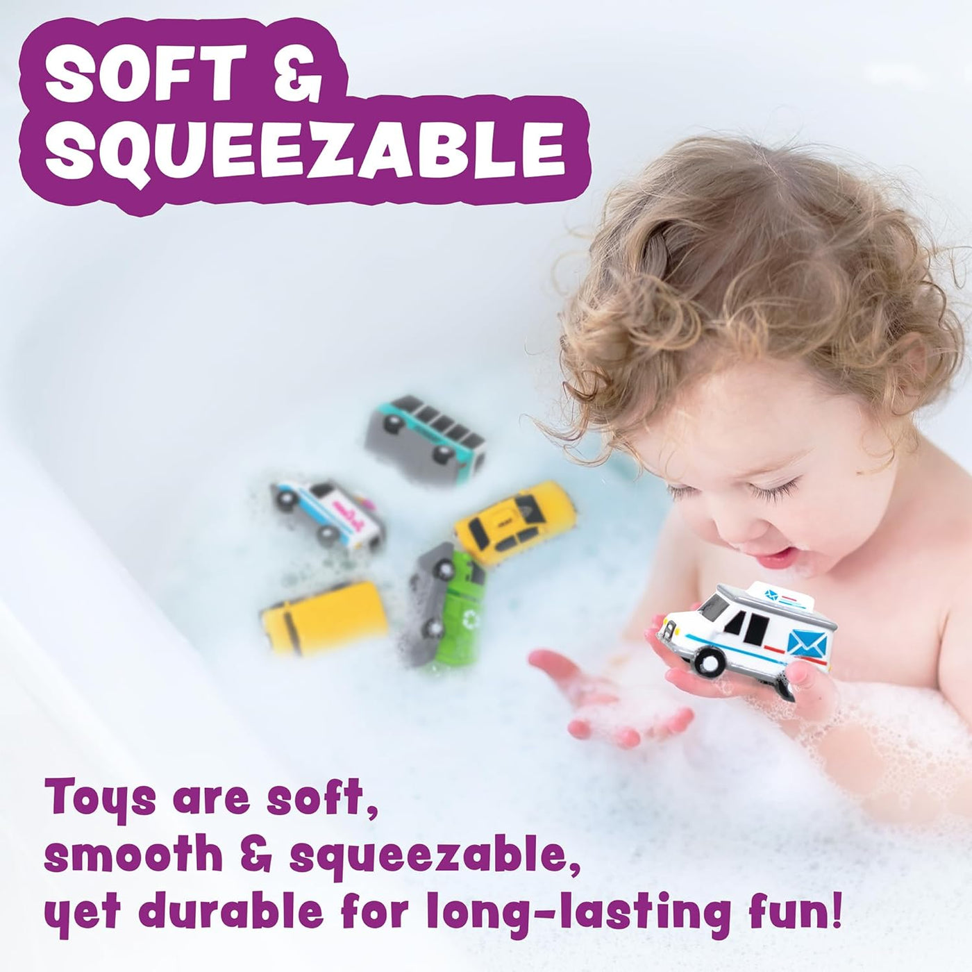 Tub Works Vehicles - Juguetes de baño sin moho para coches