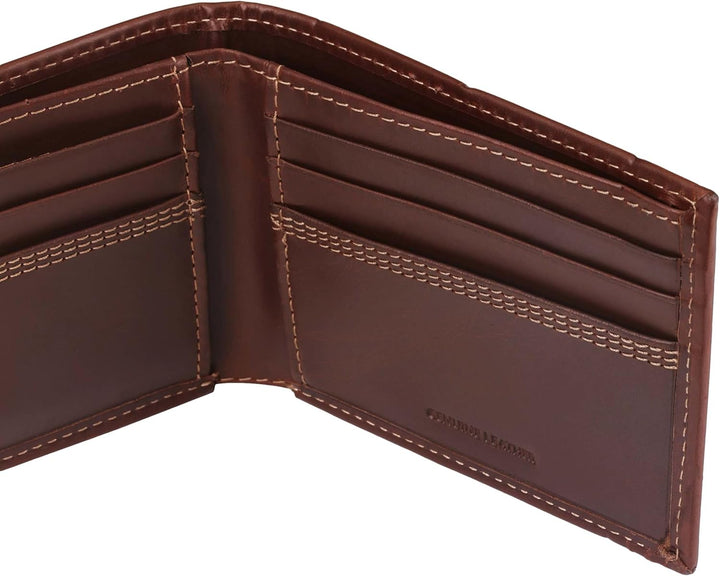 Carhartt Cartera de cuero para hombre con triple puntada, cuero dur...