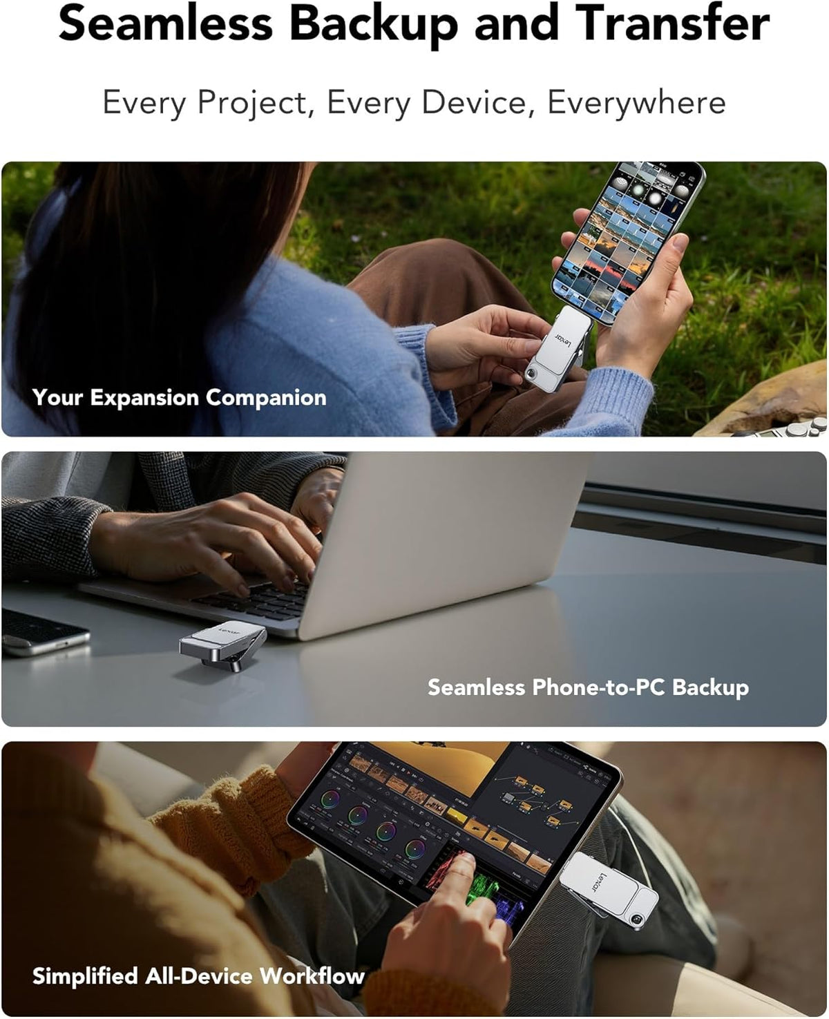 Lexar D70E 1TB Dual Drive SSD externo, hasta 2000 MB\/s de lectura...