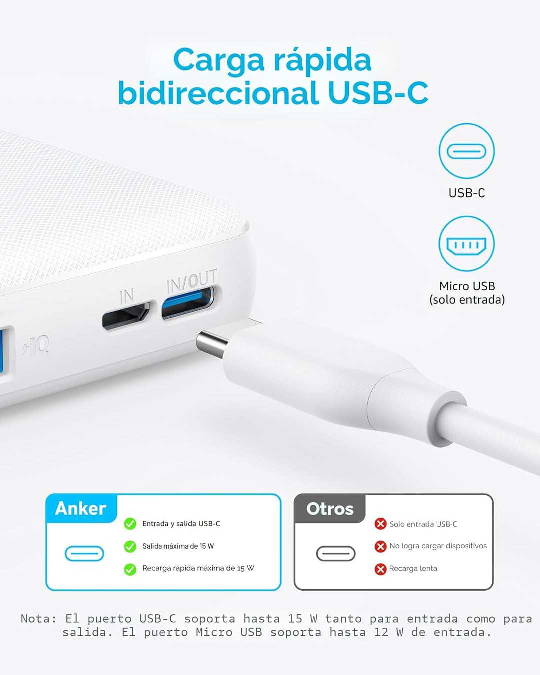 Anker Power Bank (PowerCore 10K), paquete de batería compacto de 10...