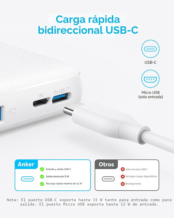 Anker Power Bank (PowerCore 10K), paquete de batería compacto de 10...