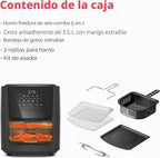Frigidaire Horno combinado de freidora de aire 5 en 1 con ventana de visualización, gran capacidad de 12.6 QT, pantalla digital, 5 modos de cocción, 7 ajustes preestablecidos de recetas, recordatorio